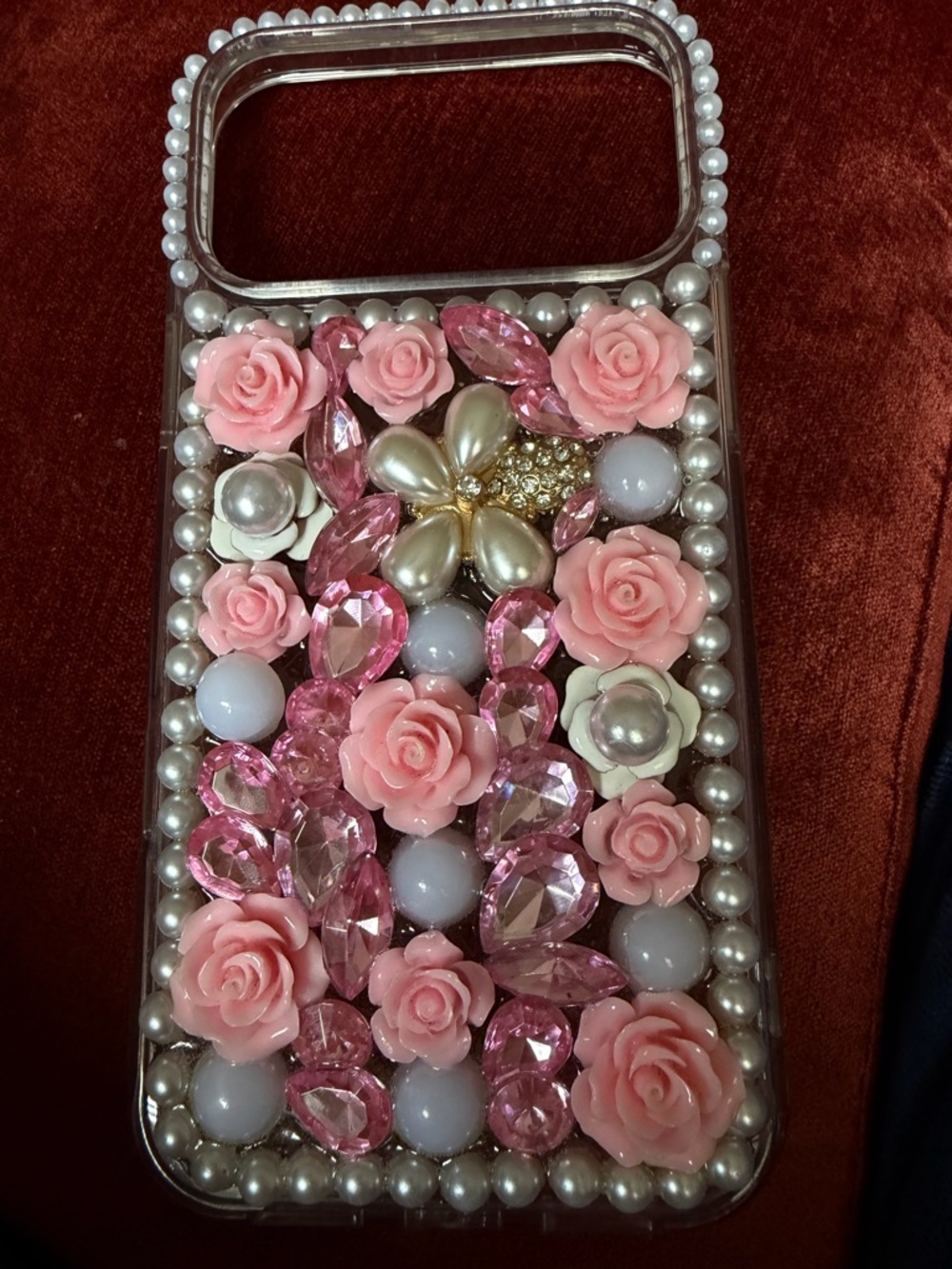 iPhone 17 Pro Max Pearl Flower Beaded Junk Case